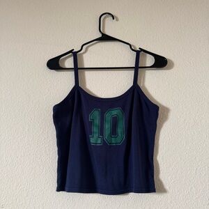 No Boundaries Blue Tank Top with Green Number